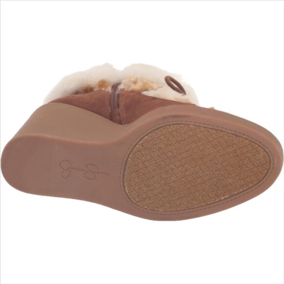 Jessica Simpson Myina Wedge Fur Bootie Ankle Boot in Tobacco - Picture 7 of 7